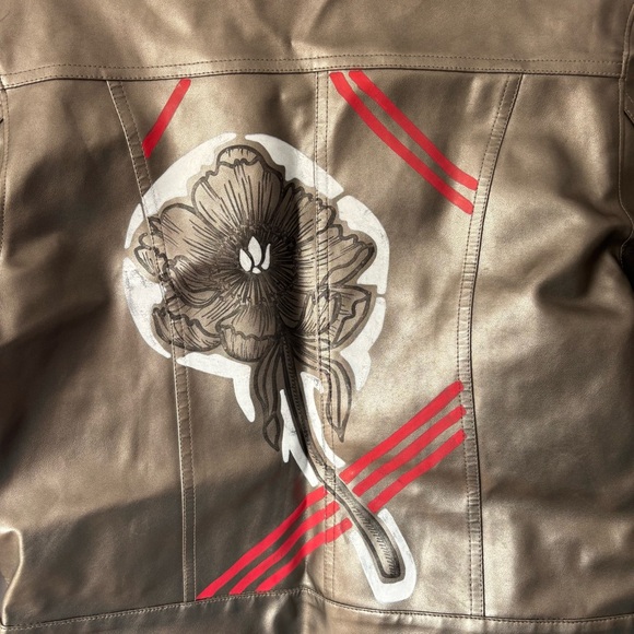NWOT XOXO Gold Metallic Moto Jacket SZ XL - Picture 3 of 14